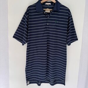 Peter Millar Summer Comfort Mens Navy Stripe Polo Shirt XL 100% Polyester Golf